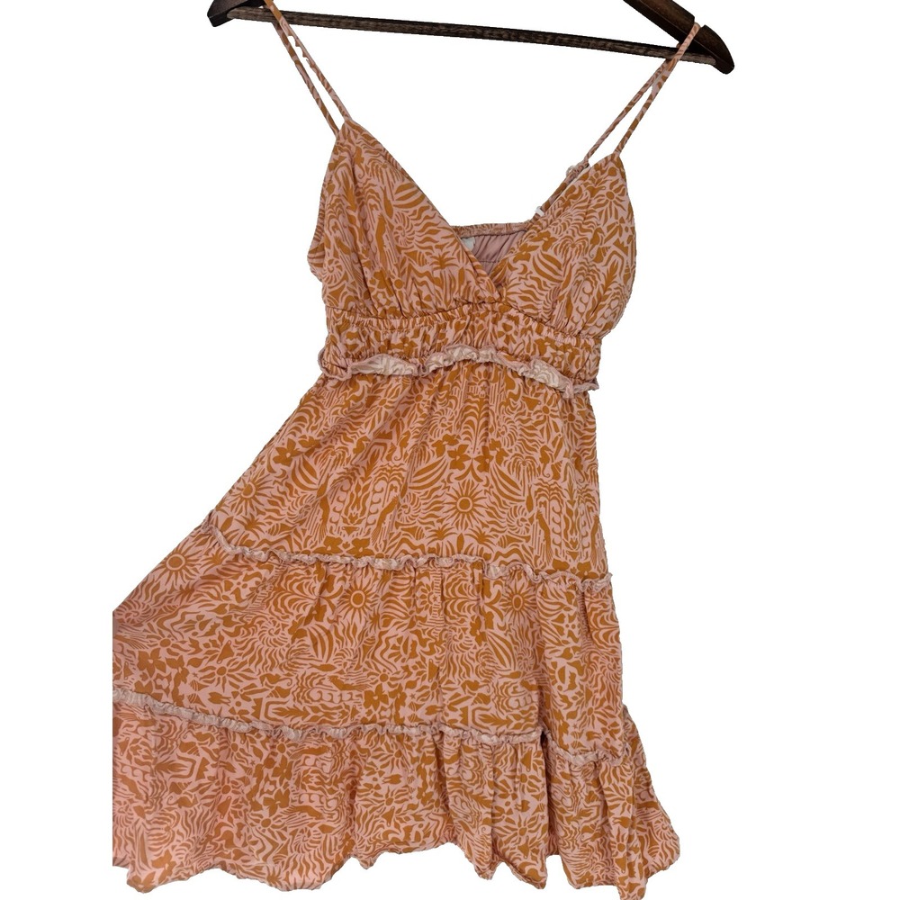 Y2K babydoll No Boundaries Tropical Floral‎ Spaghetti Strap XS tiered beachy